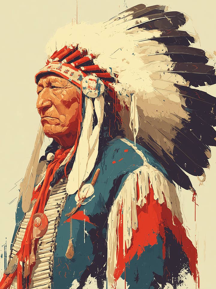 Legendary Chief - Southwestern Art Prints 8"x10" Artwork for 11"x14" Frame for wholesale by Mowbi
