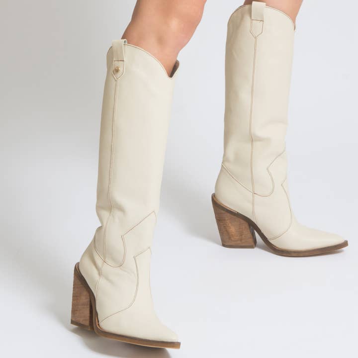 Macao western cowboy boots ivory leather women's shoes for wholesale on Faire2
