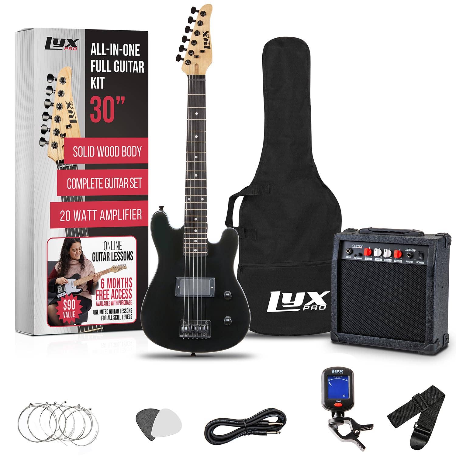 LyxPro – Instrumento musical por atacado – Guitarra elétrica de 30” para crianças com acessórios e amplificador0