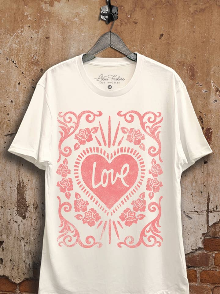 Love Floral Graphic Top for wholesale by Lotus Fashion Collection