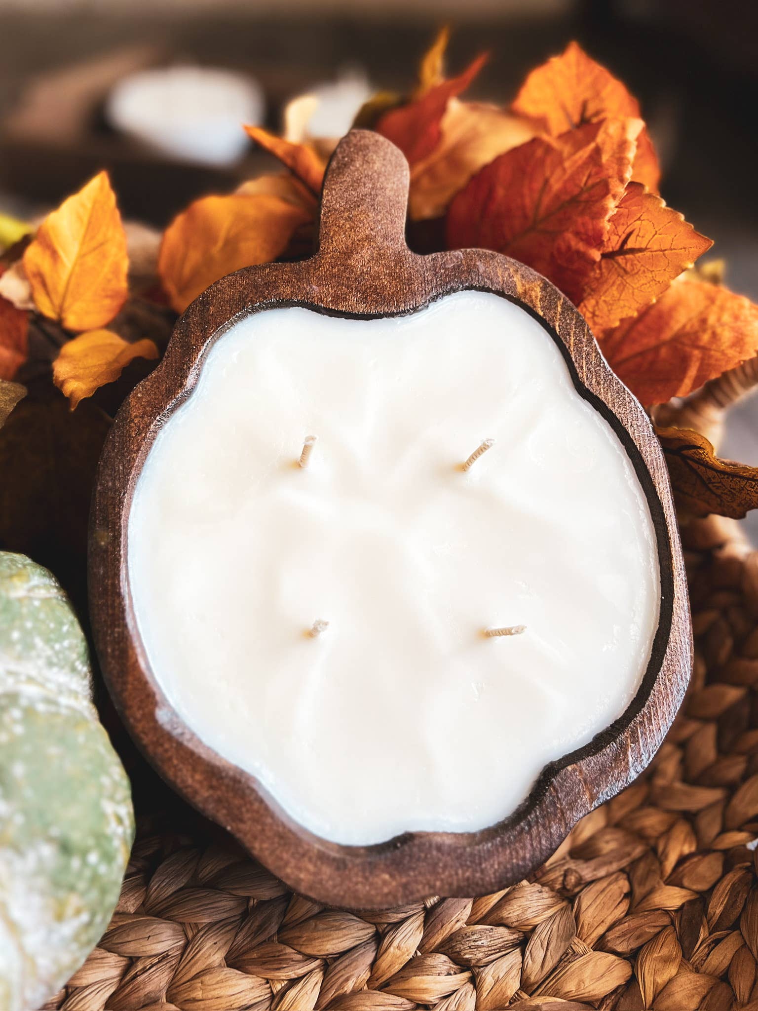 Wood Bowl Candle Supply - Wholesale Candle Holder - Pumpkin Farmhouse Safe Candle Ready Rustic Wood Dough Bowls12