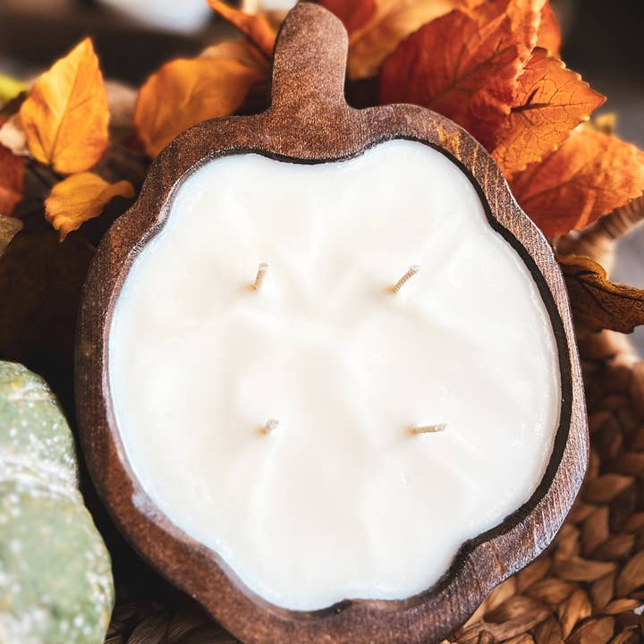 Wood Bowl Candle Supply - Wholesale Candle Holder - Pumpkin Farmhouse Safe Candle Ready Rustic Wood Dough Bowls12