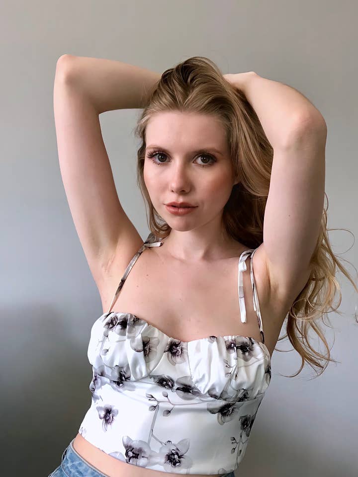 White Floral Printed Tie Up Crop Top for wholesale by Cities Of Angels