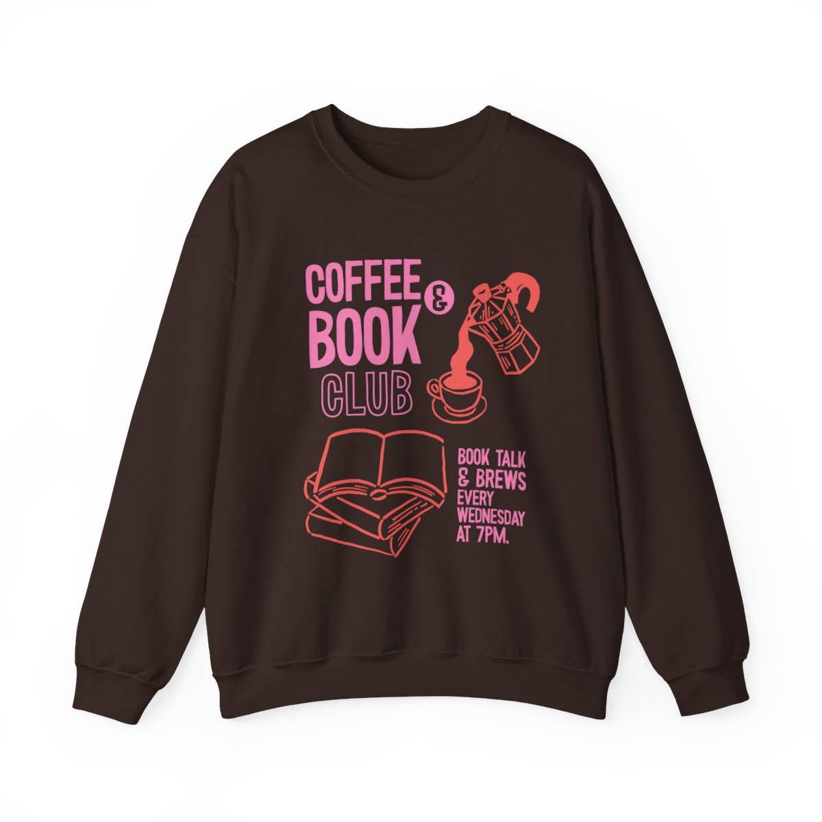 MagicMerchEmporium - Wholesale Graphic Sweatshirt - Unisex - Coffee And Book Club Talk And Brews Sweatshirt4