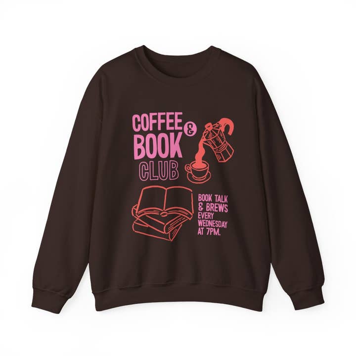 MagicMerchEmporium - Wholesale Graphic Sweatshirt - Unisex - Coffee And Book Club Talk And Brews Sweatshirt4