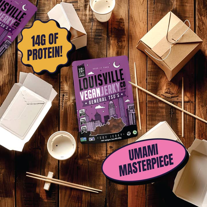 Louisville Vegan Jerky Co. - Wholesale Jerky - Vegan & Plant Based General Tso's Jerky 3 oz7