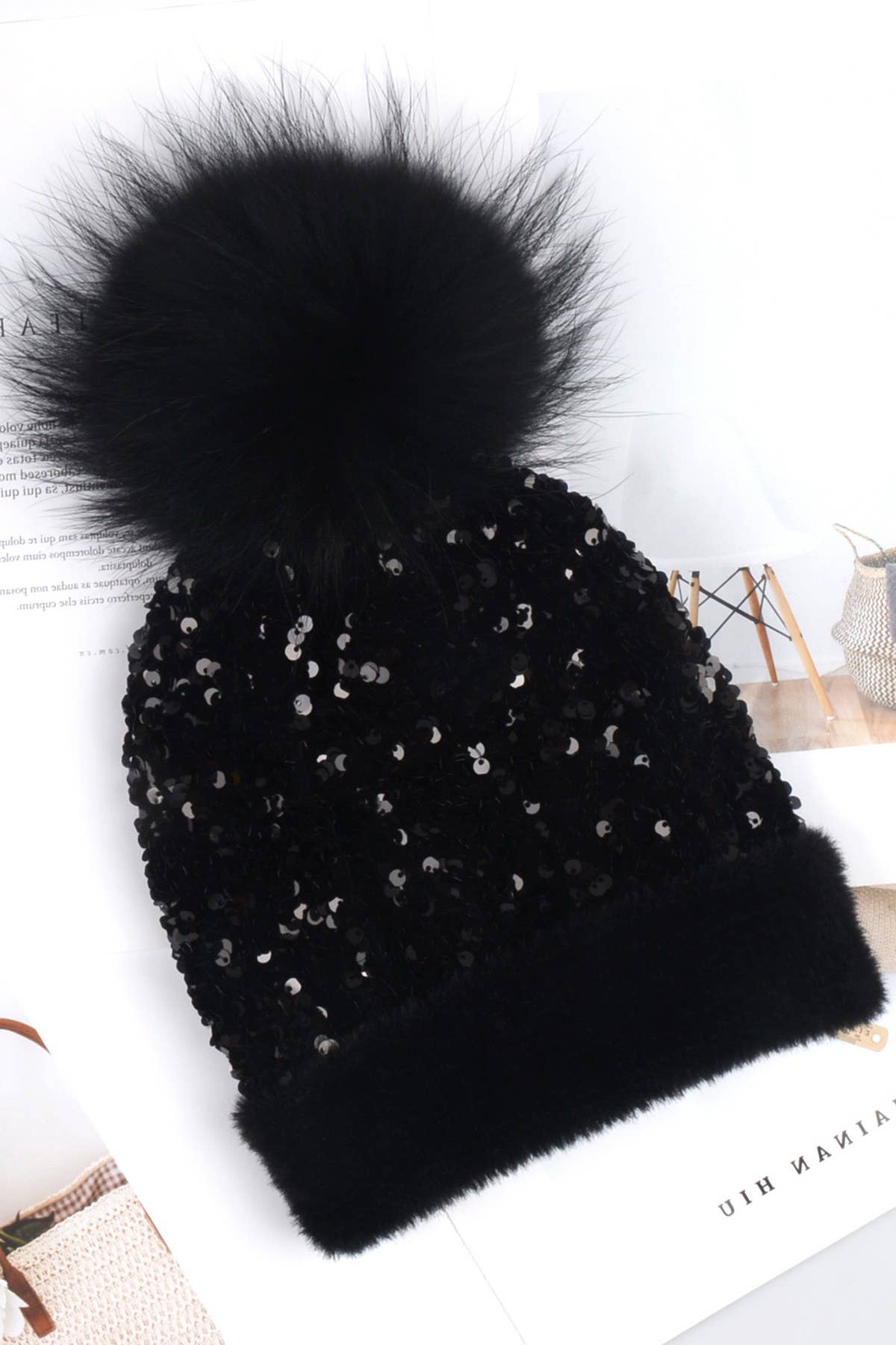 Suzie Q USA - Wholesale Beanie - Women's - Sequins Bling Beanie with Pompom7