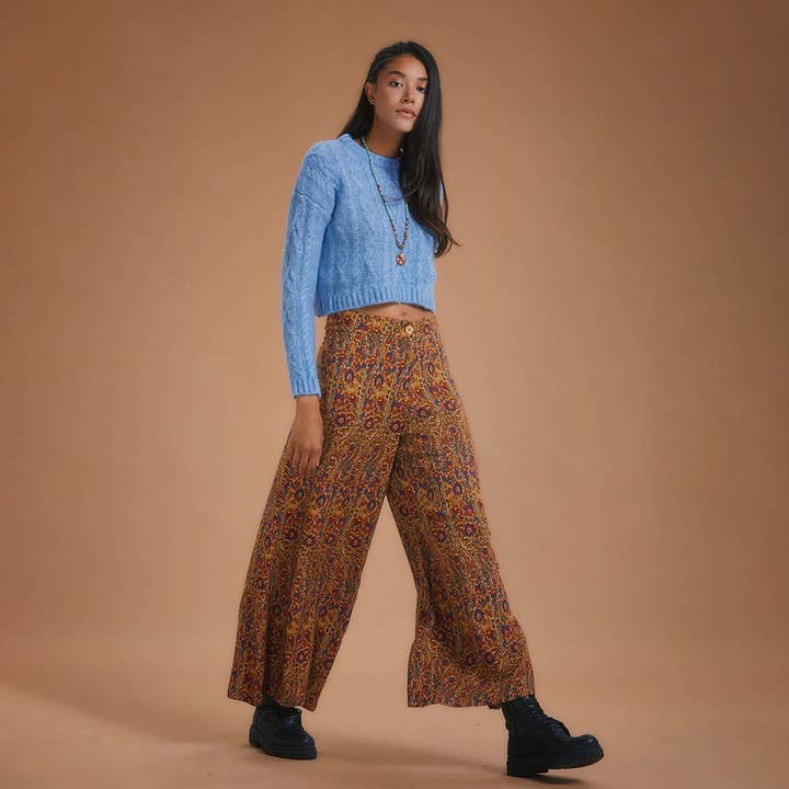 High Rise Wide Leg Pera Desing Palazzo Pants for wholesale by Los Banditos