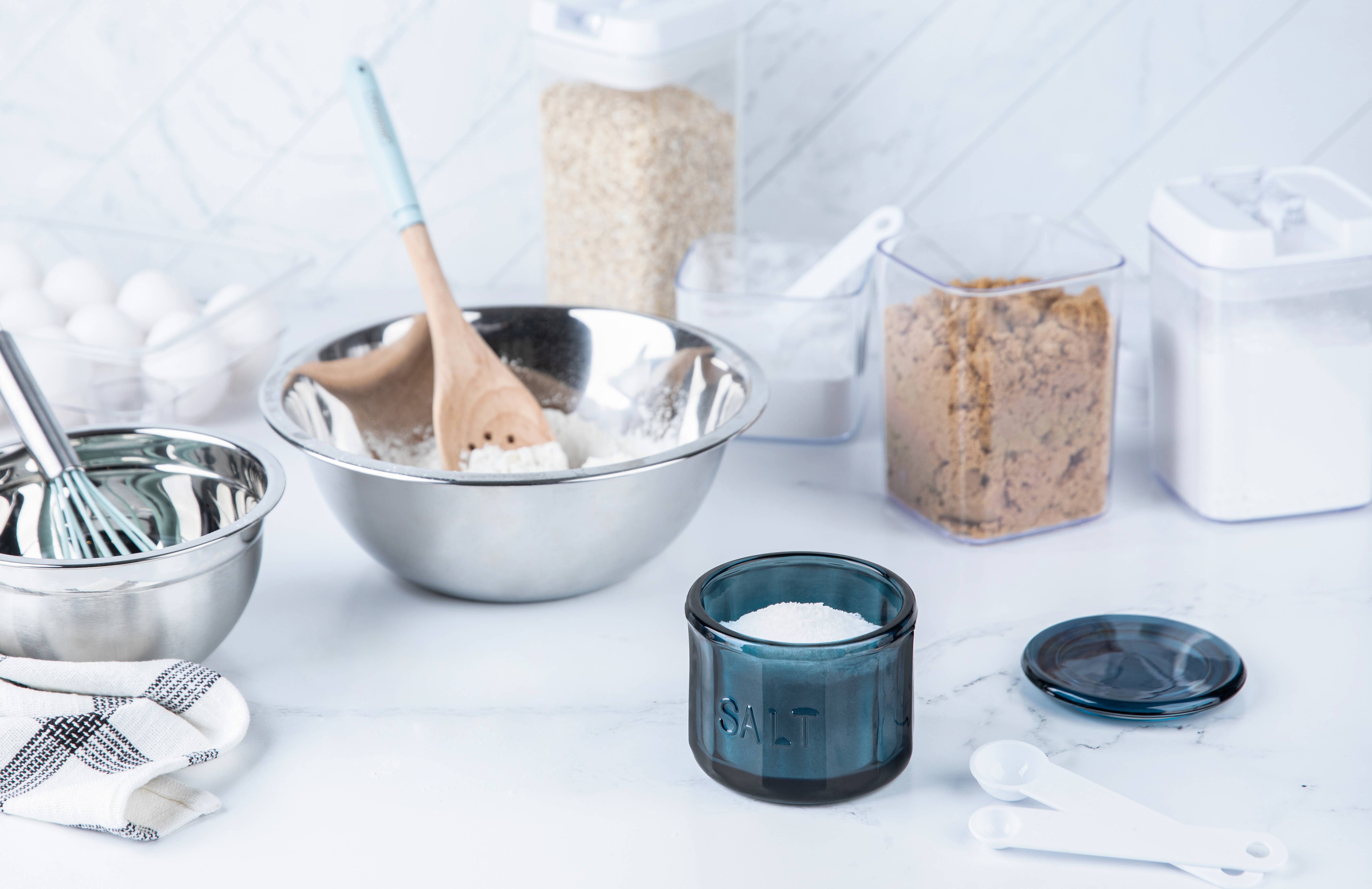 Kook - Wholesale Salt Mill - Kook Embossed Salt Cellar & Lid, Pressed Glass, 10 oz4