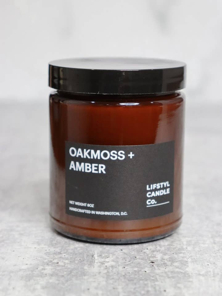 Oakmoss + Amber Soy Candle for wholesale by LIFSTYL CANDLE CO.