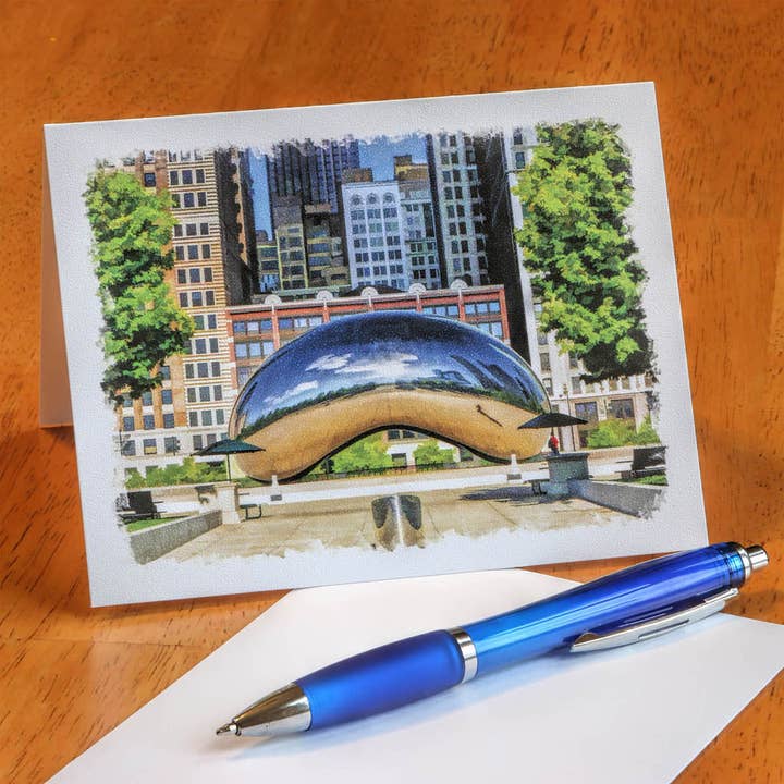 Chicago Cloud Gate Notecard for wholesale by Christopher Arndt Postcard Co.