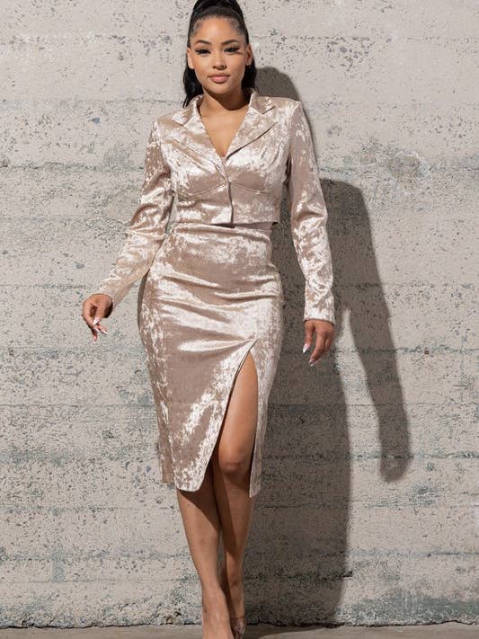 STRETCHY TWO- PIECE SNAKE 3DPRINT CRUSHED SCUBA SET for wholesale by Melrose with Love