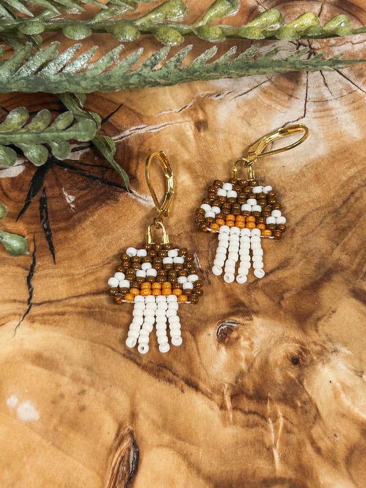 Rust Mushies - Made to Order | Beaded Mushroom Earrings for wholesale by Made by Melissa
