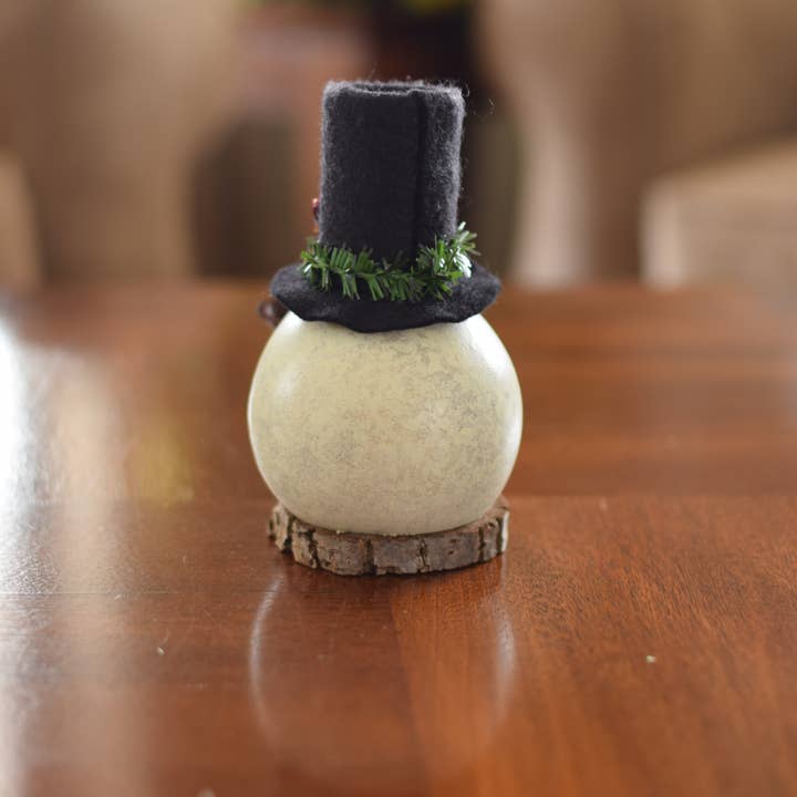 Meadowbrooke Gourds - Wholesale Christmas Decoration - Clyde Snowman Hand-Crafted Gourd - Minature