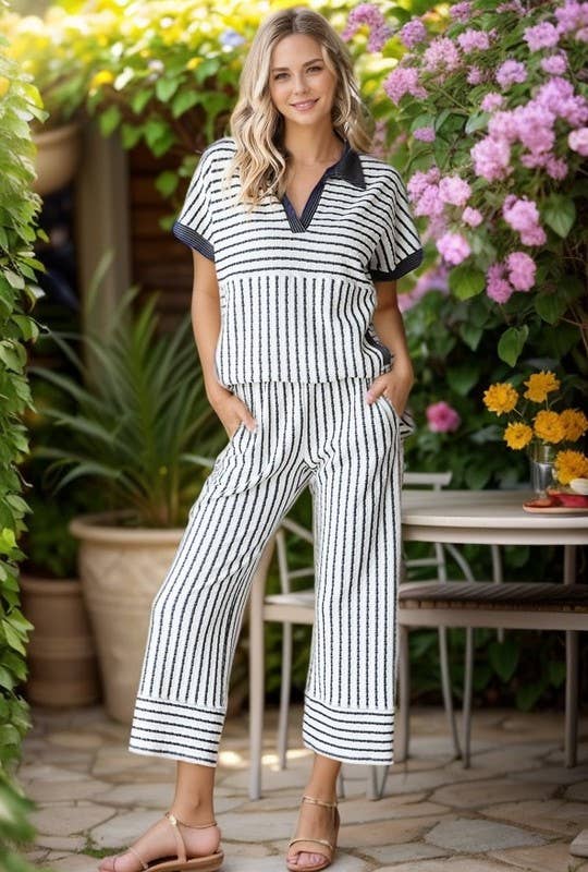 HEIMISH – wholesale Pants – Women's – EP6854-10 JACQUARD STRIPE CROPPED PANTS1