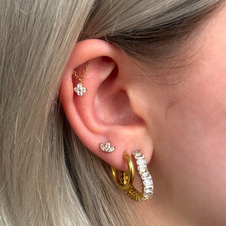Schmuckgroßhandel - Wholesale Single Earring - Flower Hidden Helix | Titan