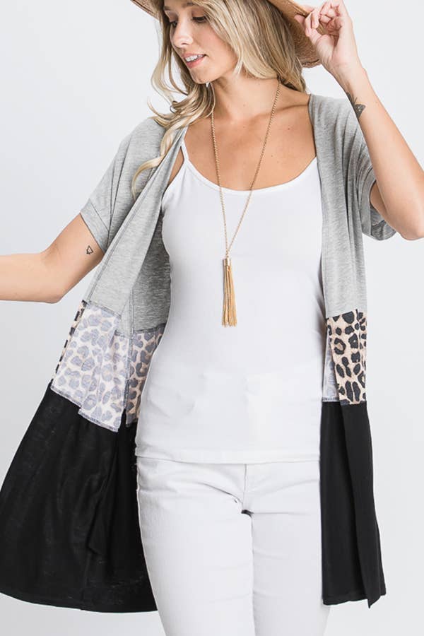 H GRIGIO CARDIGAN APERTO ANIMALIER E TINTA UNITA in vendita all'ingrosso su Faire5