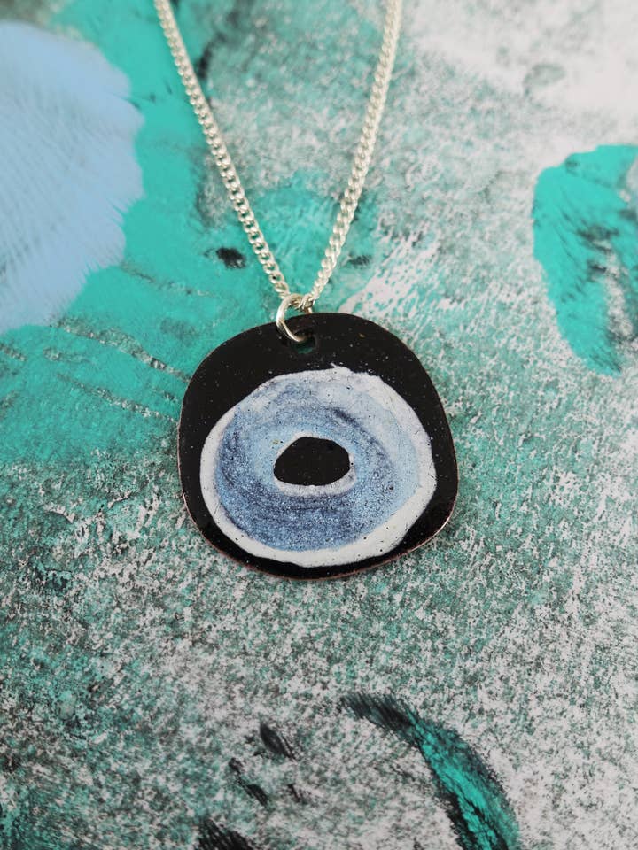 Copper Enamel Pendant with Hand Painted Swirl for wholesale by 830 Degrees