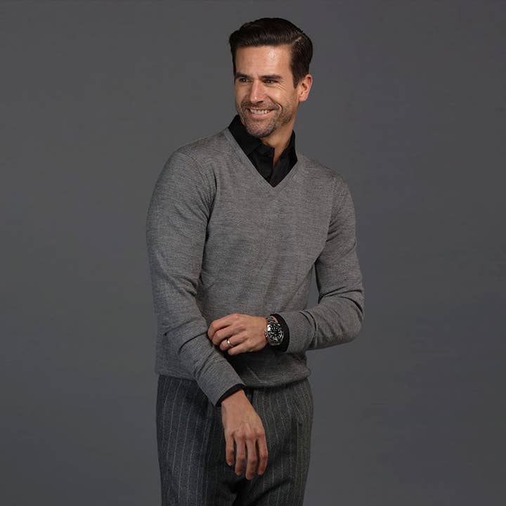 Semi-Spread Collar Polo Long Sleeve Black for wholesale by Collars & Co.