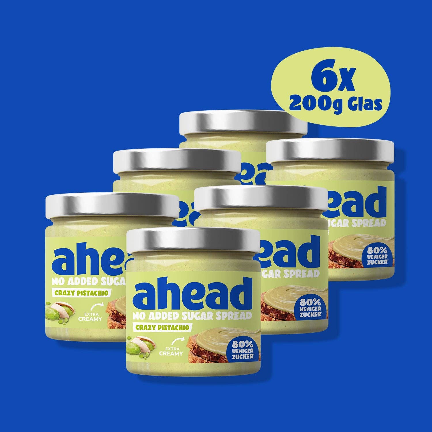 ahead - Wholesale Nut Butter - Crazy Pistachio - No Added Sugar Spread 6x200g1