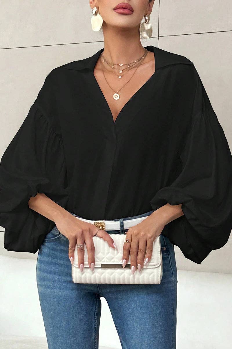 Mccolin - Vendita all'ingrosso Camicetta - Donna - Blusa a Pois con Scollo a V Profondo4