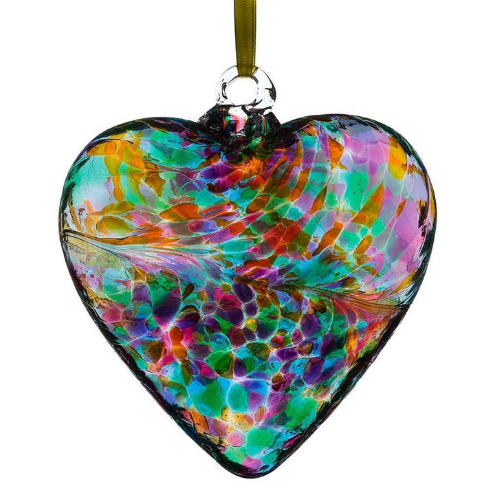 12cm Friendship Heart - Multicoloured Turquoise for wholesale by Sienna Glass