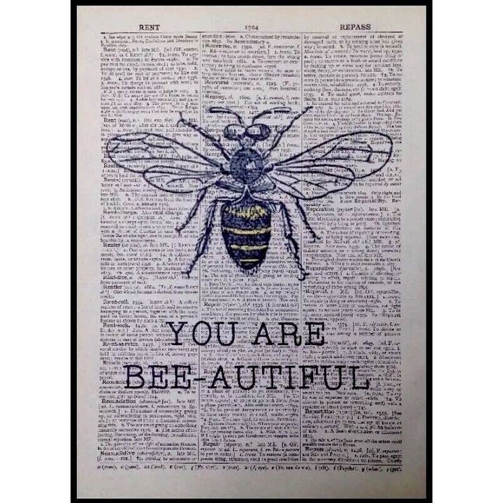 Bumble Bee Dictionary Wall Art Print - Quirky Animal Art for wholesale by Parksmoonprints