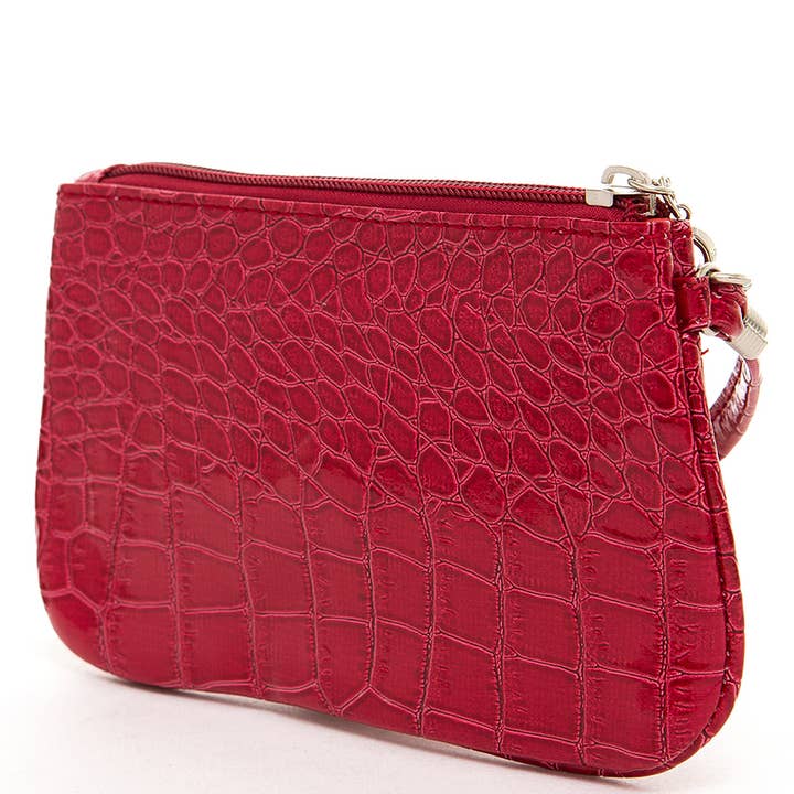 AMPERE CREATIONS - Wholesale Wristlet - Brighton Vegan Leather Inspired Croco Imitation Wristlet Bag14