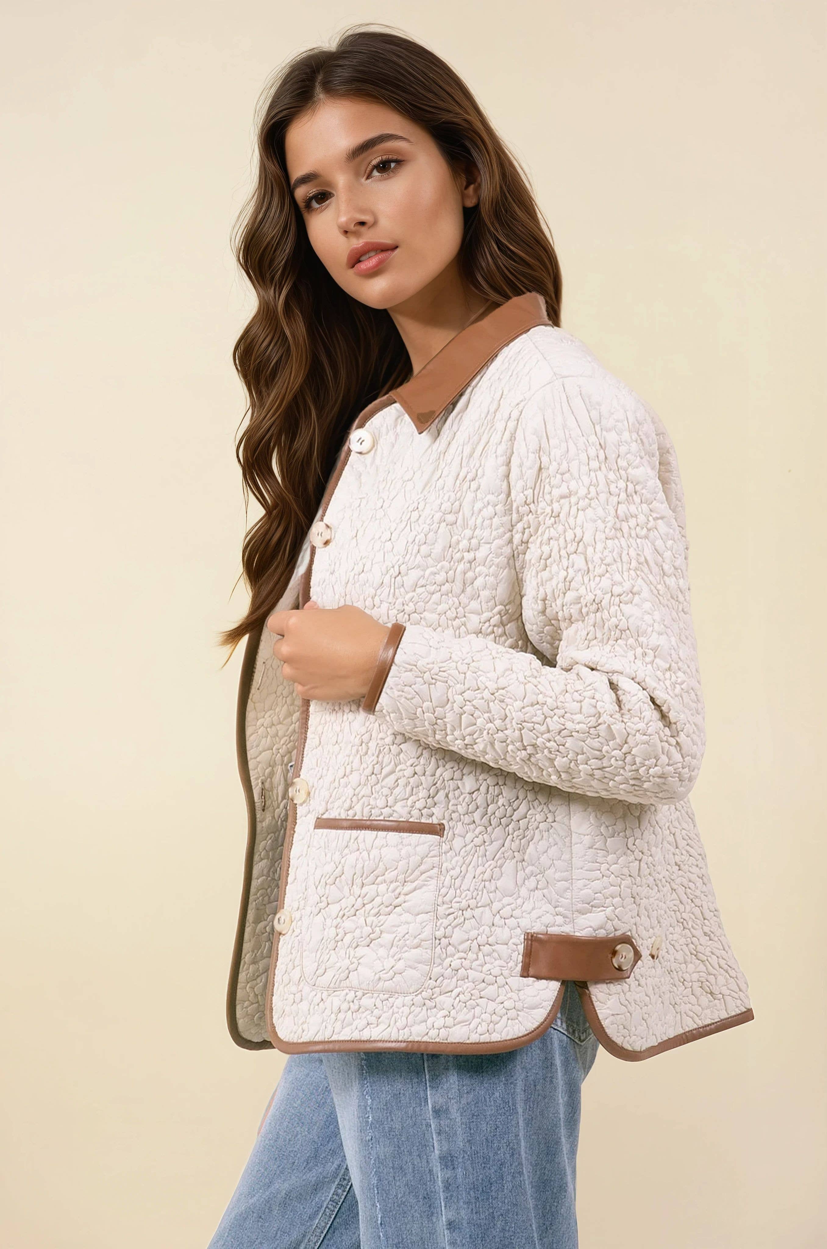 Doe and Rae - Wholesale Jas - Dames - Dekbedovertrek van veganistisch leer met knoopsluiting - 10631J7