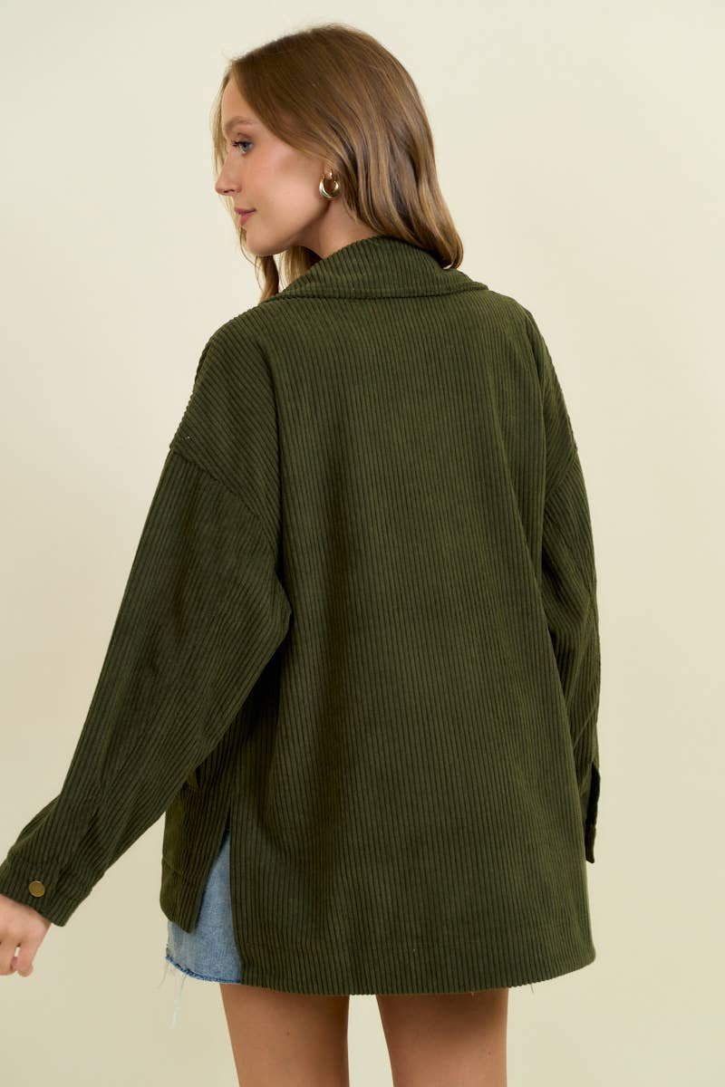 Doe and Rae - Wholesale Shirt Jacket/Shacket - Women's - Corduroy Front Button Down Oversized Jacket - 10613J-13