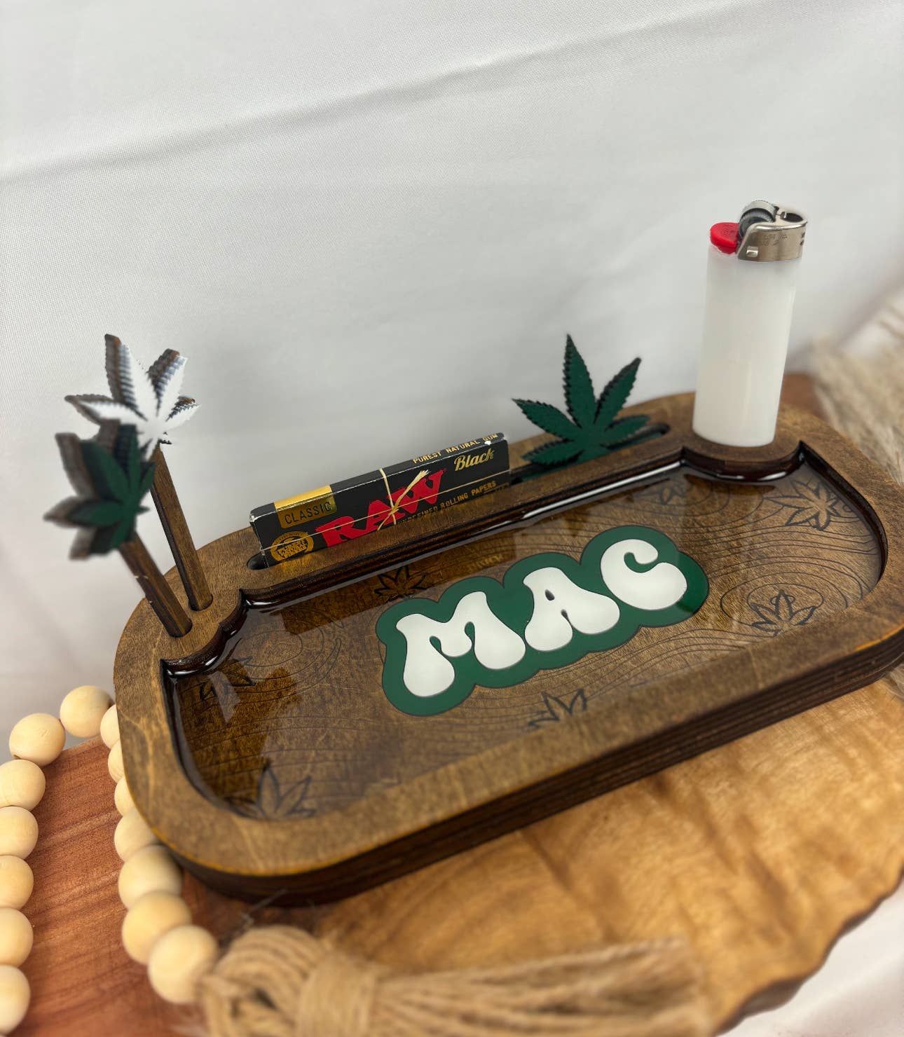 White oak - Wholesale Humidor/Cigar Accessory - Custom Wood rolling tray sets with any words5