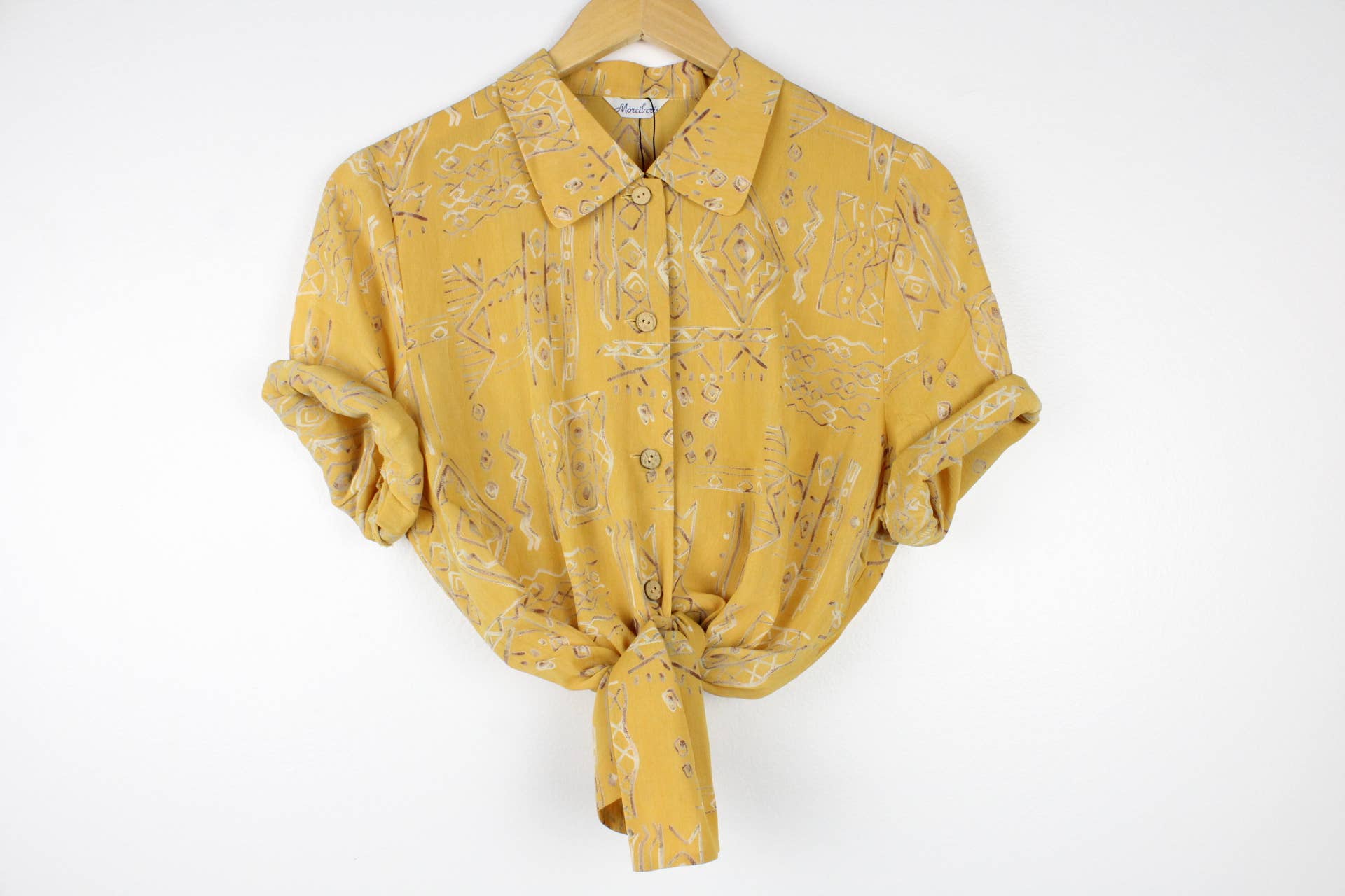 Sun's Out! - Wholesale Button Down Shirt - Women's - Vintage Short-Sleeve Button Up Blouse - Original Length2