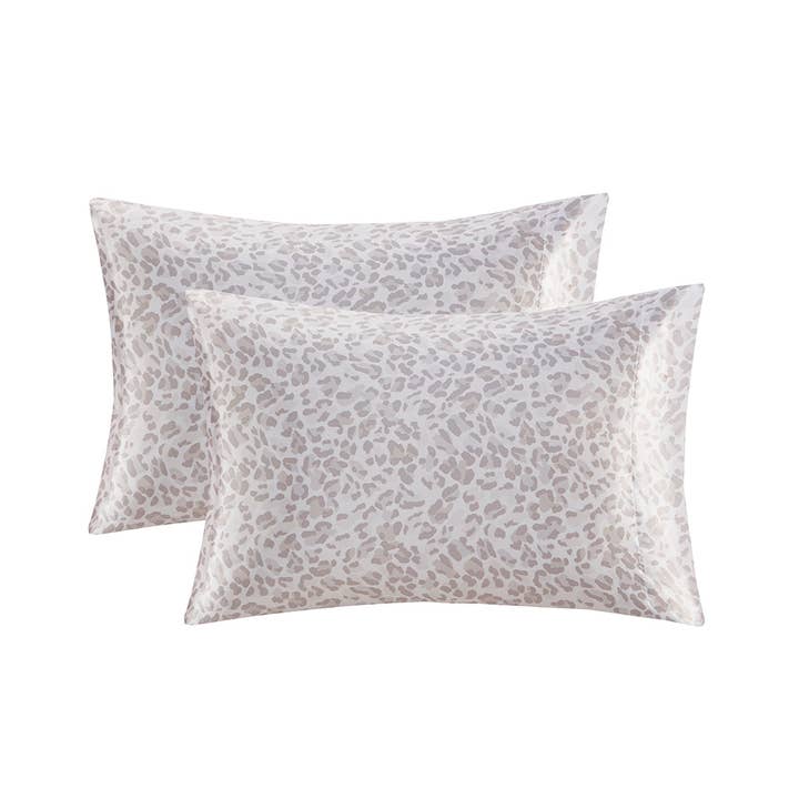 Olliix - Wholesale Bedding Pillowcase/Sham - Satin Luxury 2-Piece Pillowcases, Taupe Leopard9