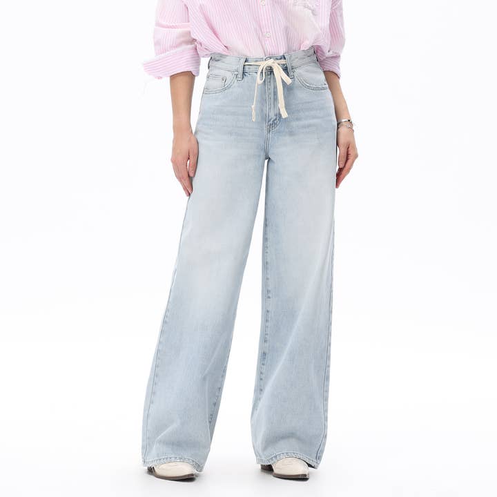 Jean ample à jambes larges avec cordon de serrage et lien à nouer DEW8016 pour la vente par DOSSEVISU