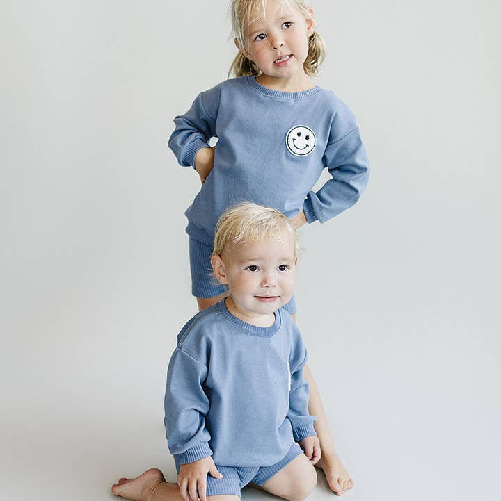 Lucky Panda Kids - Wholesale Top & Short Set - Kids - Baby & Kids Biker Shorts Set | Blue1