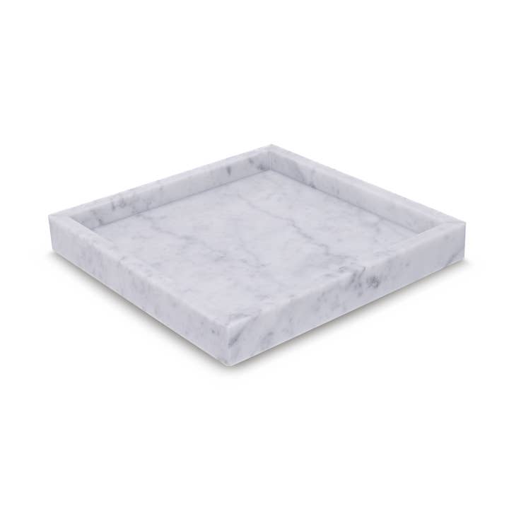 Tablett aus Marmor 30x30cm weiß für den Großhandel von MOOISA