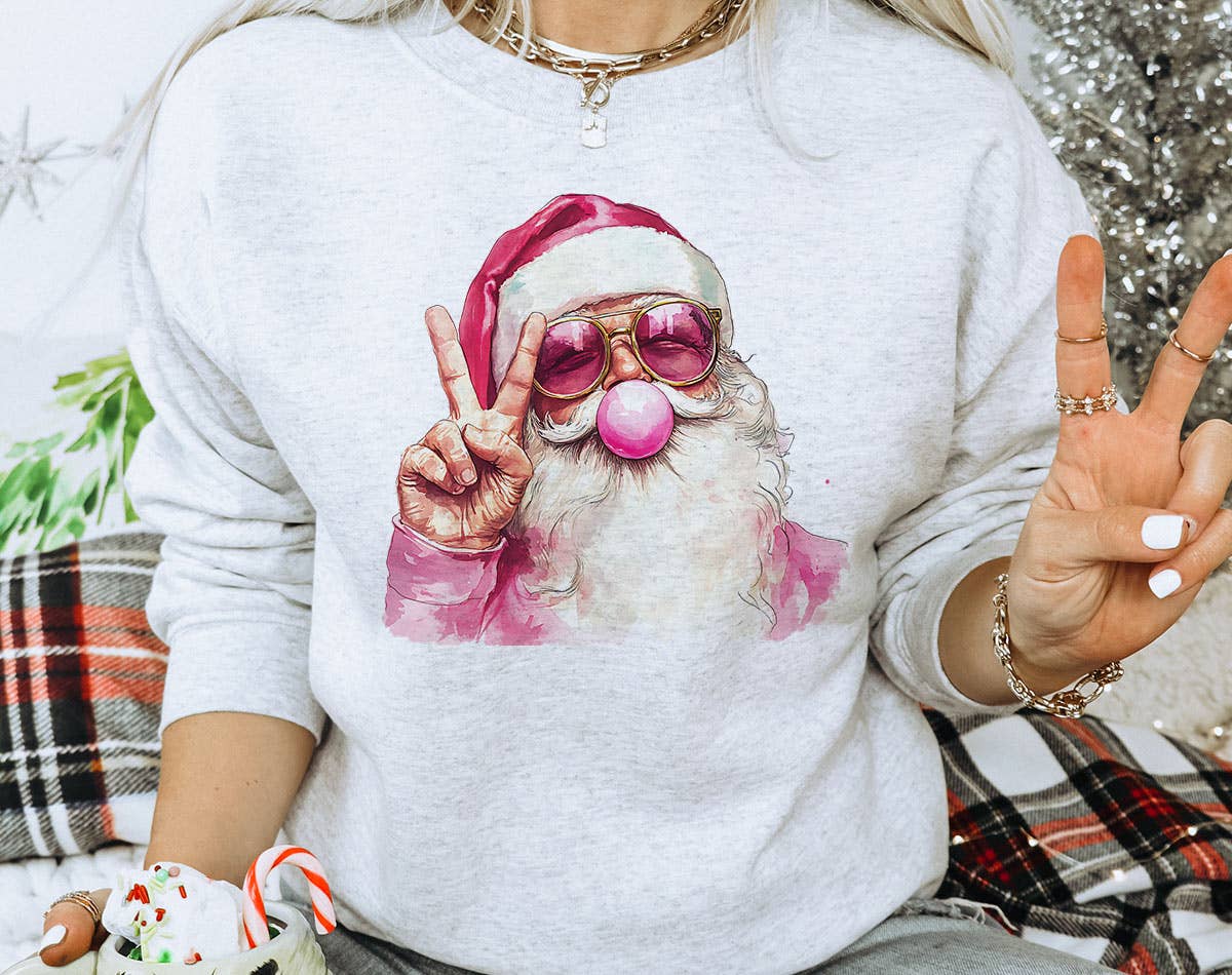 Ash Santa Clause Peace Bubble Gum - Retro-Weihnachtssweatshirt für den Großhandel auf Faire