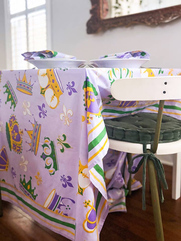 Mardi Gras Crown Tablecloth for wholesale by Mardi Gras Creations