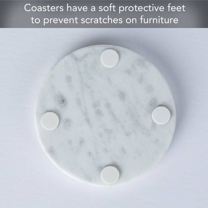 CounterArt/Highland Home/Thirstystone/CoasterStone - Wholesale Coasters - Thirstystone Natural White Marble Round Coasters 4pk