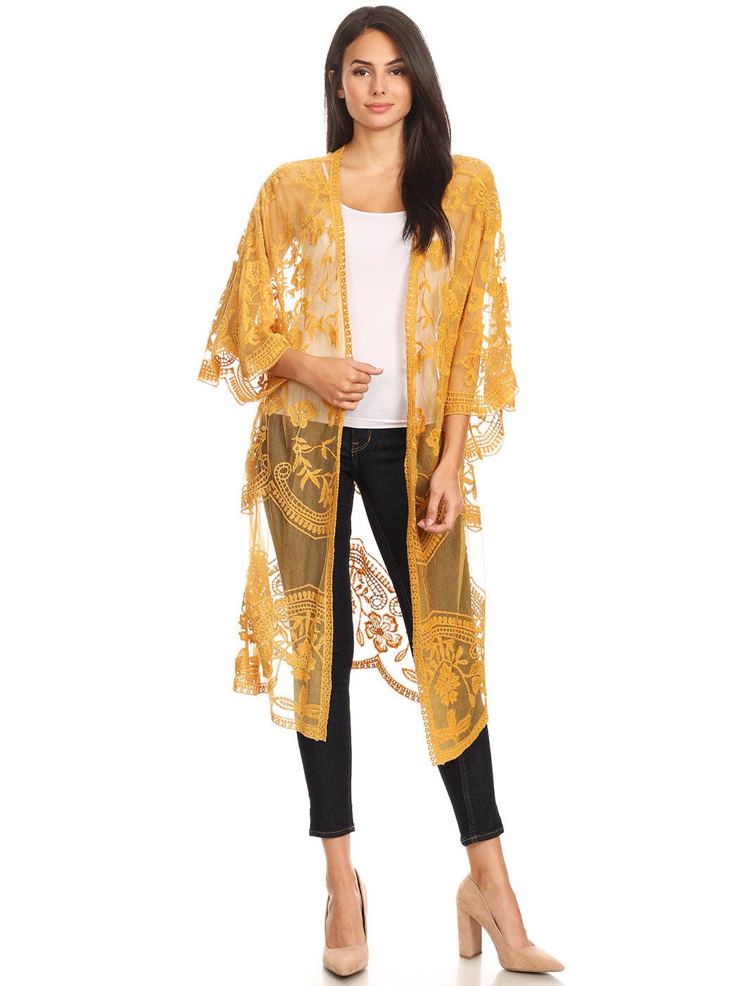 Anna Kaci Wholesale - Wholesale Kimono - Women's - Embroidered Floral Butterfly Kimono Cover Up Cardigan6