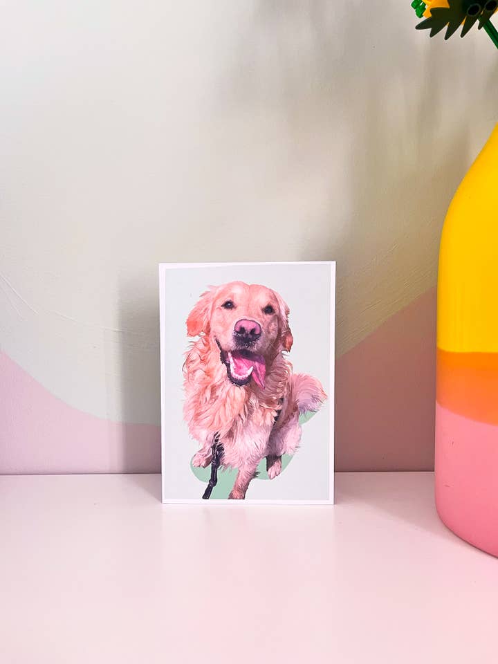 Biglietti di auguri GOLDEN RETRIEVER, Manchester, ritratto di animale domestico per la vendita all'ingrosso da parte di Blümeli Shop
