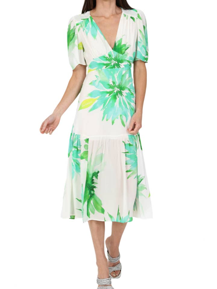 Imelda Midi Dress Green Floral for wholesale by SIRENS