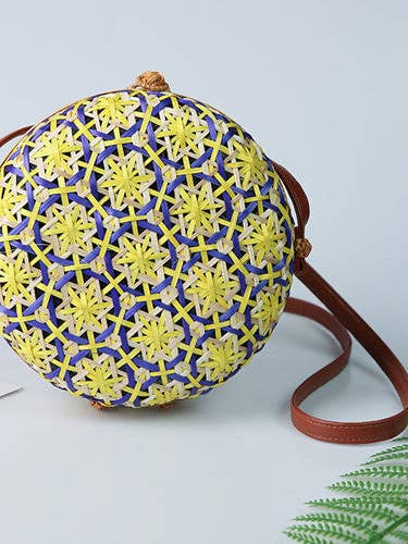 Bolso Bandolera Redondo de Flores de Ratán HB1197 para venta al por mayor de Ole