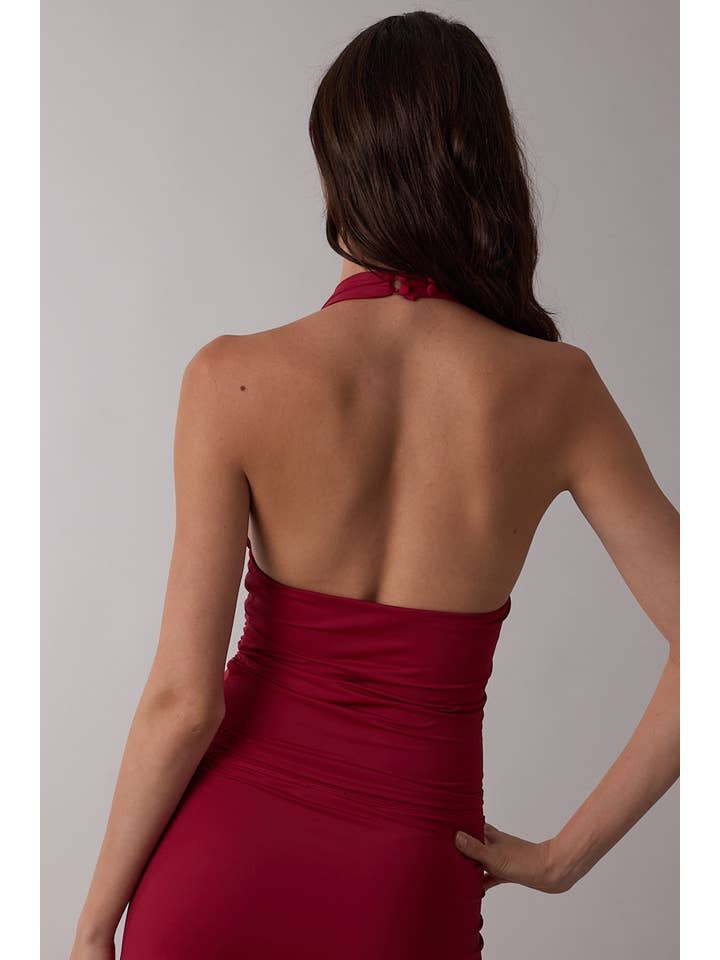 Sky to Moon - Wholesale Tank Top - Women's - HALTER NECK BUTTONS OPEN BACK RUCHED CROP TOP4