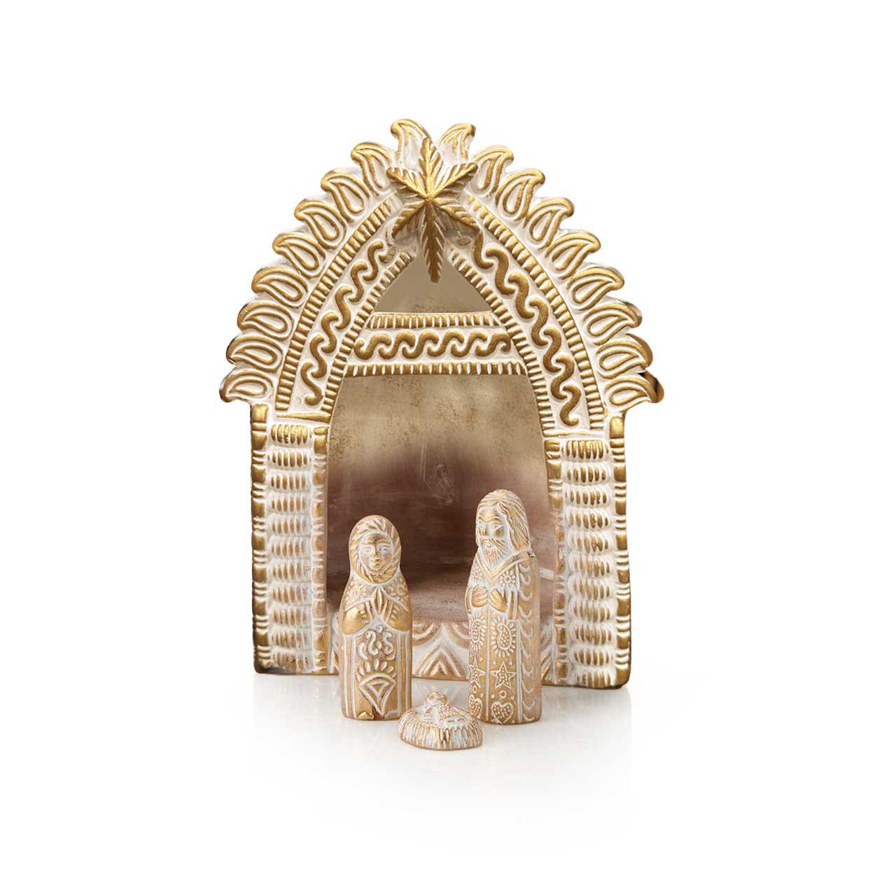 SERRV International - Wholesale Nativity Scene Decor - Gilded Terracotta Christmas Nativity0