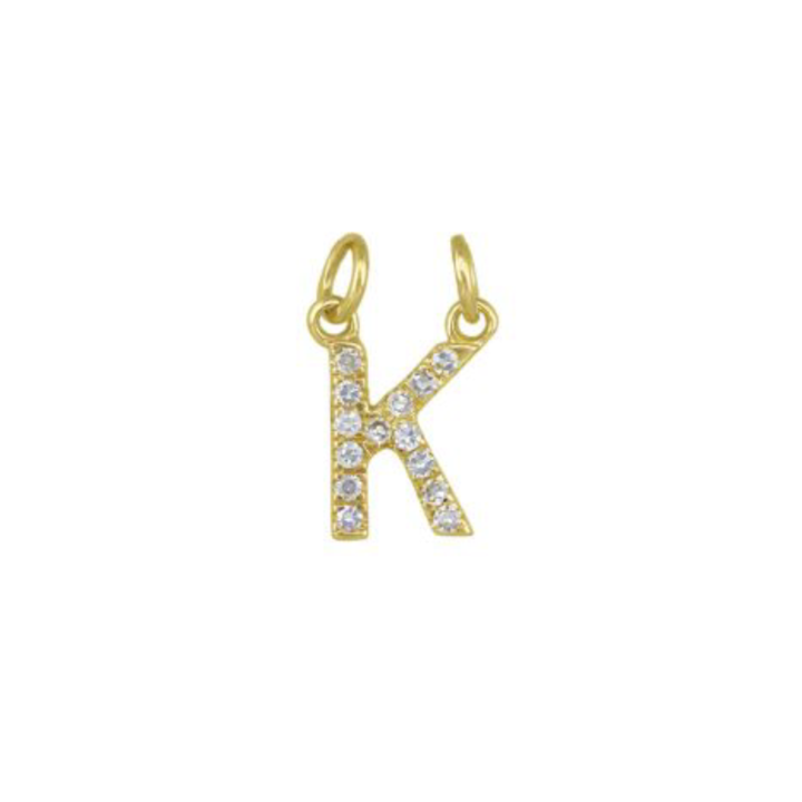 Ashley Schenkein Jewelry Design - Wholesale Pendant/Charm Necklace - Diamond Initial Charm 14K Yellow Gold Necklace13