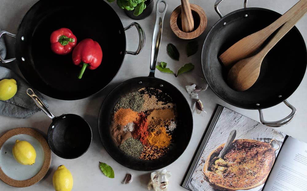 samuel groves - Vendita all'ingrosso Stoviglie in ghisa - Padella in acciaio al carbonio da 14 pollici4