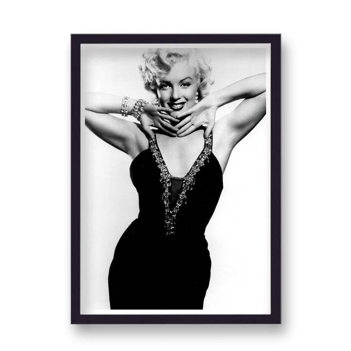 Marilyn Monroe Smiling Publicity Shot Wearing Black Gown for wholesale by Gallery Print and Art