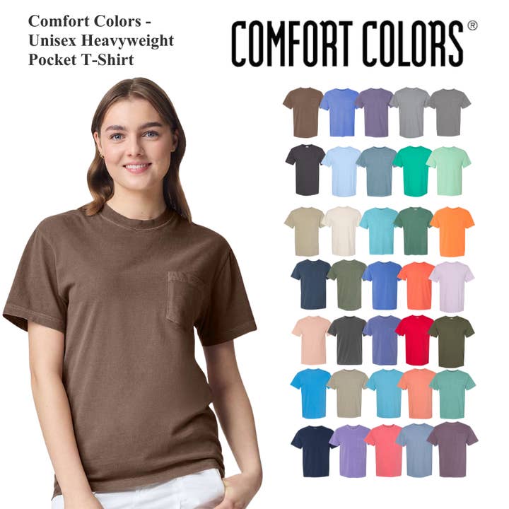 Comfort Colors Heavyweight Pocket 100% ring-spun cotton Tee for wholesale by MYES BULK APPAREL