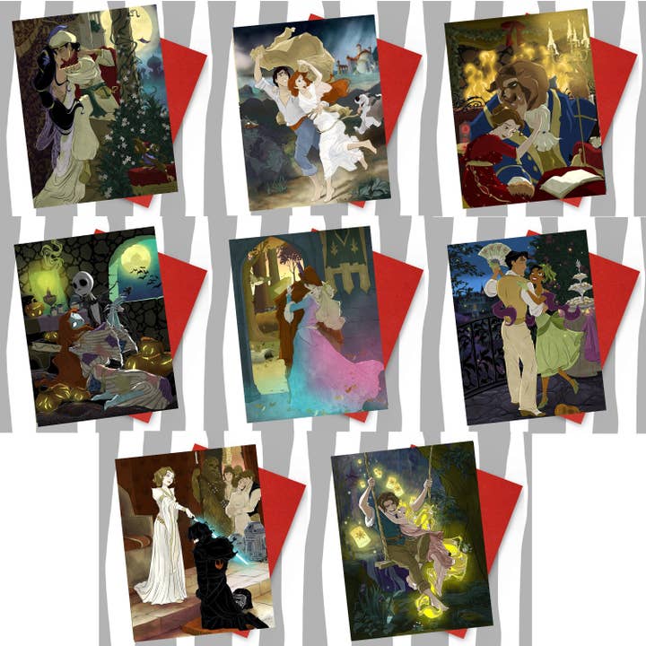 Set di biglietti di auguri Art History & Fan Art Fairytale per la vendita all'ingrosso da parte di Dread Illustrations